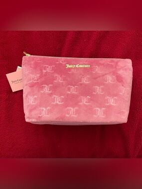 NEW! Juicy Couture Pink Velvet Makeup Travel Bag